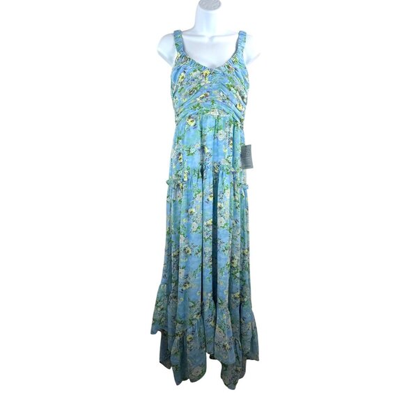 Astr The Label Floral Shirred Sundress in Blue Green‎ Floral sz M - Picture 2 of 10